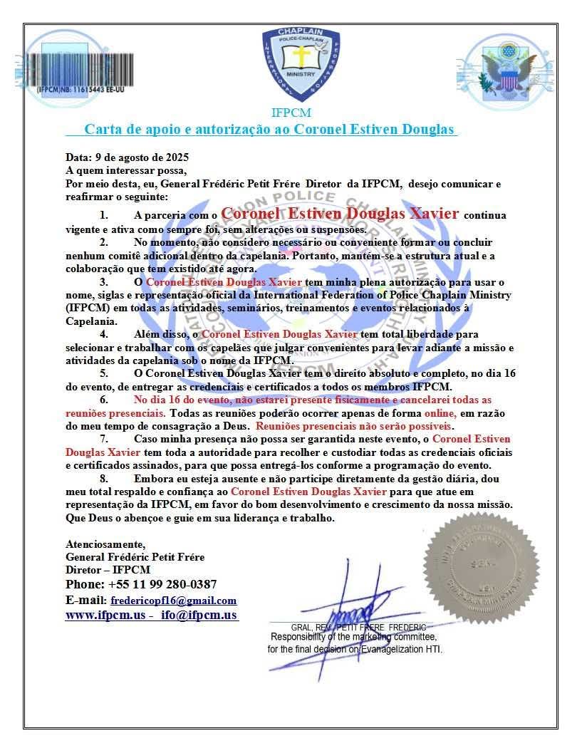 CARTA DE AUTORIZAÇÃO E APOIO IFPCM